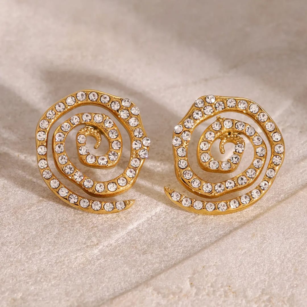 Diamond Spiral Gold Earring