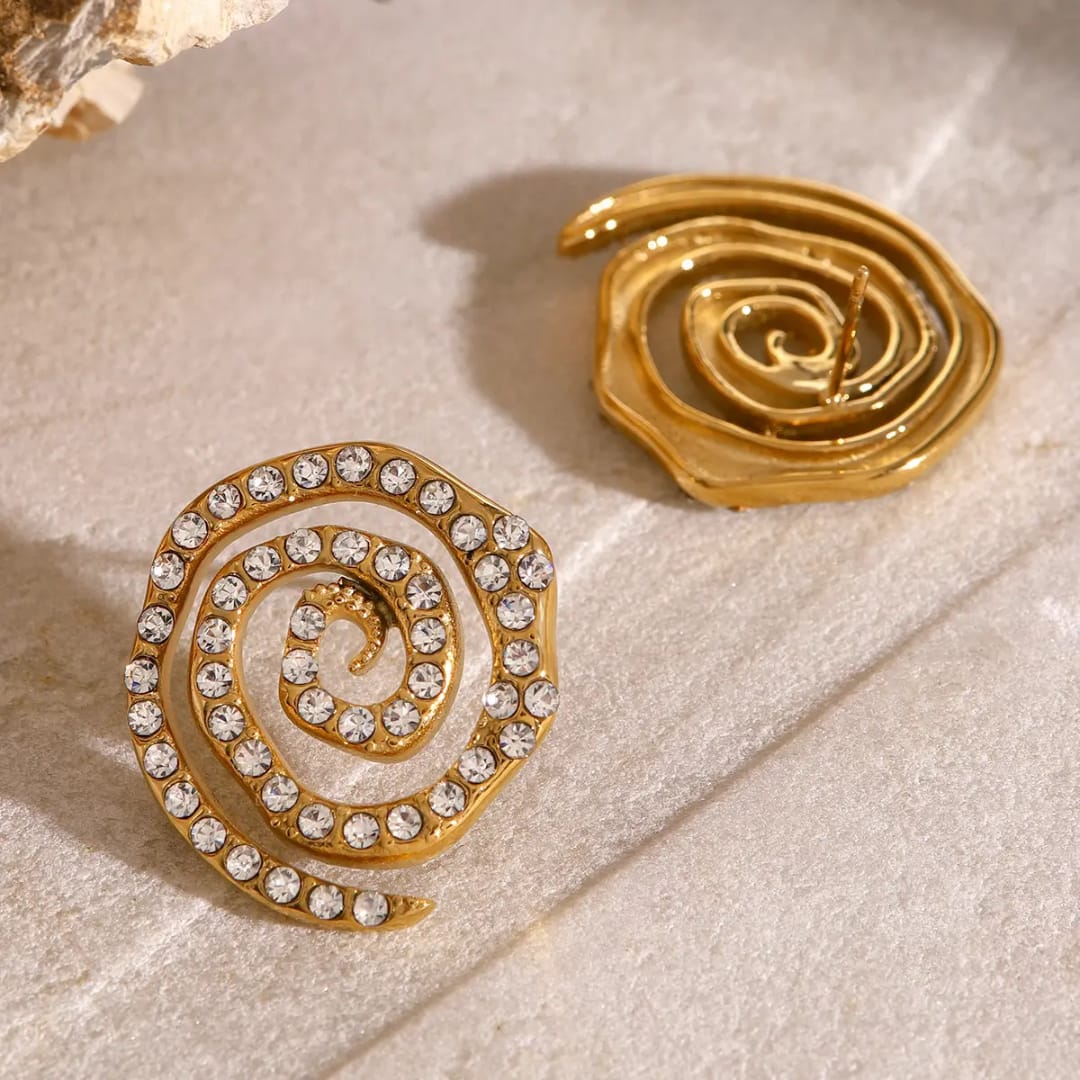 Diamond Spiral Gold Earring