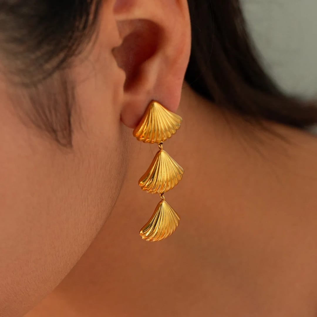 Golden Shell Statement Earring