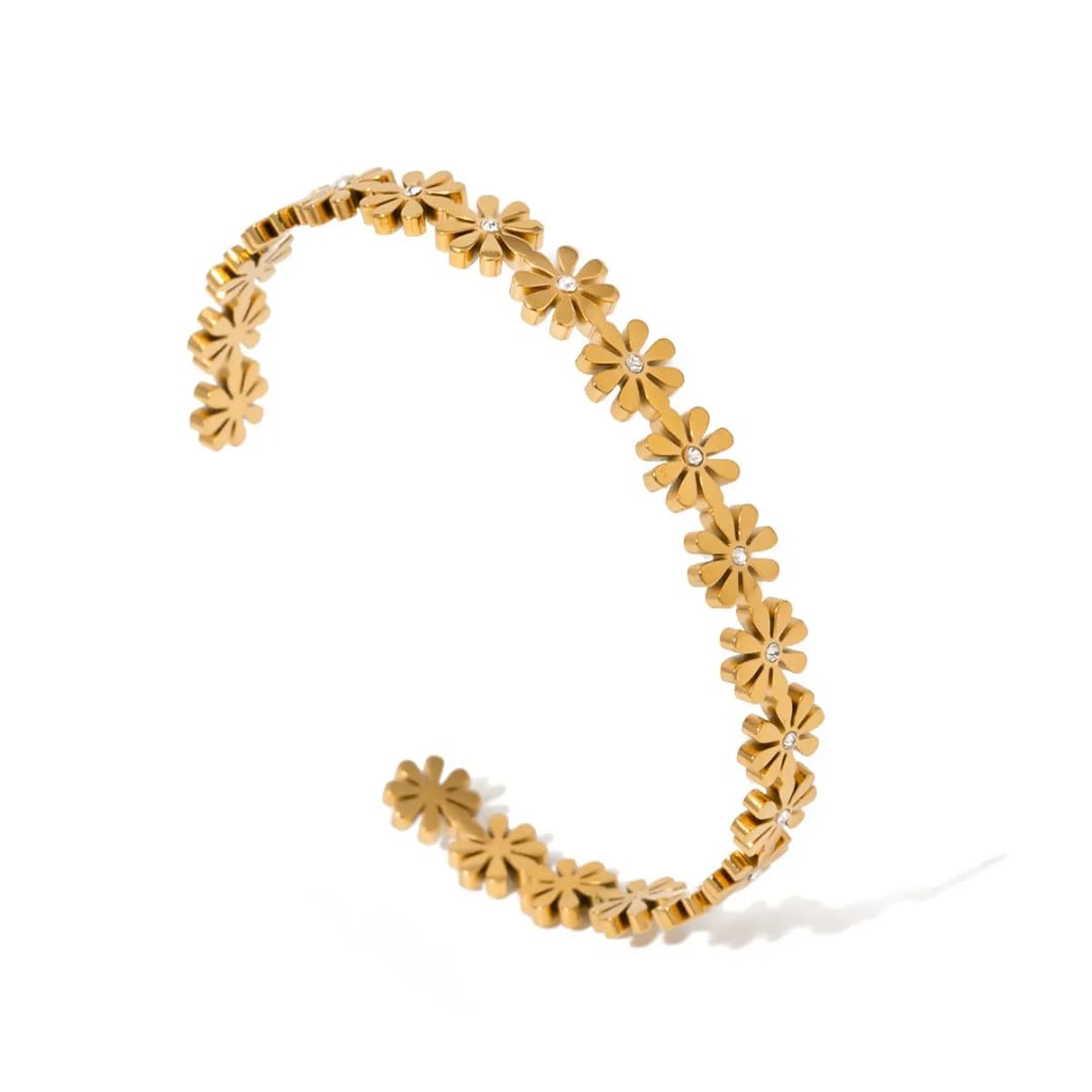 Flower Gold Cuff Bracelet