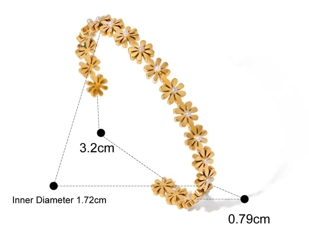 Flower Gold Cuff Bracelet