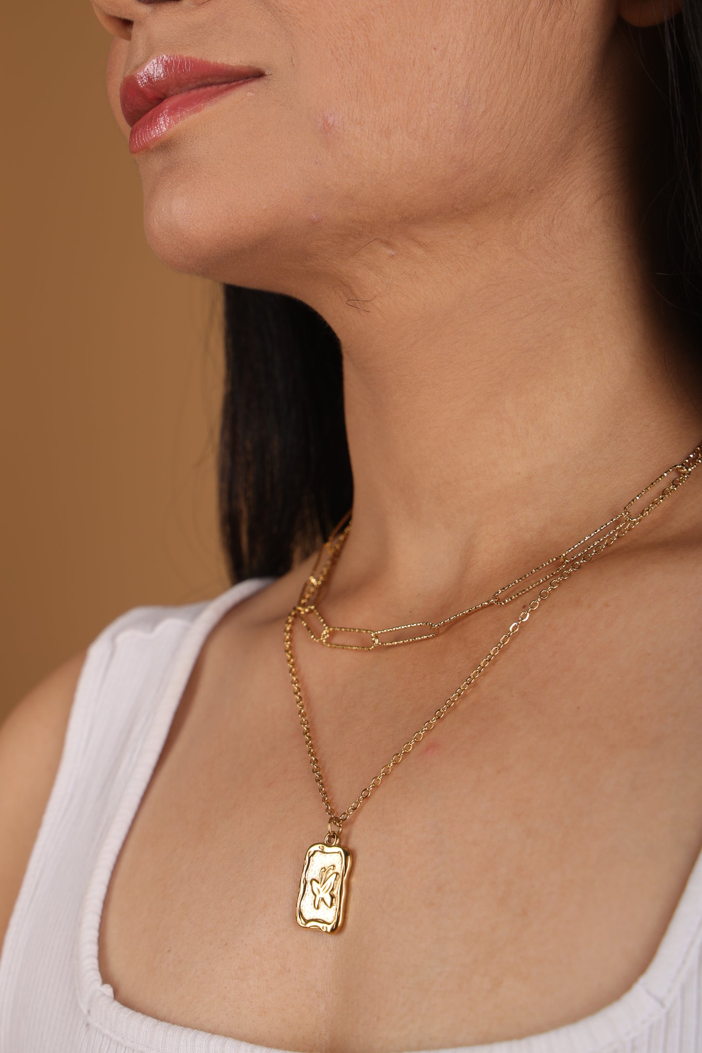 Butterfly Double Layer Gold Necklace