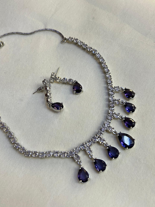 Deep Blue AD Set ( Necklace and Earring )