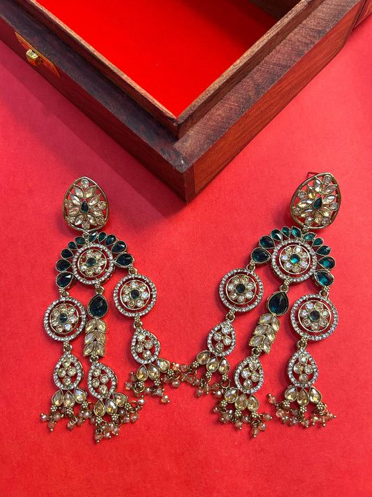 Jhalar Emerald Traditional Earring