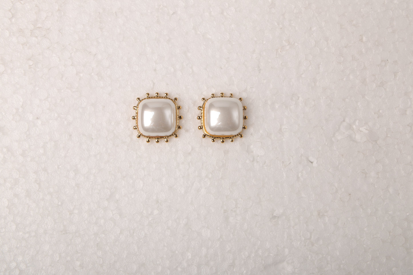 Simple Square White Pearl Stud Earring