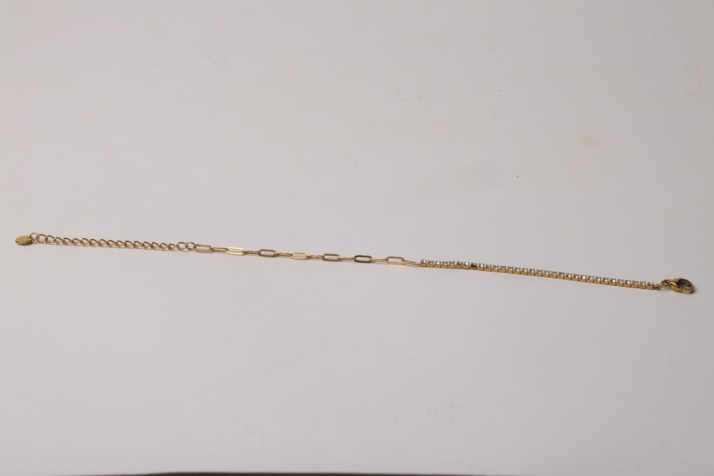 Thin Link Chain and Diamond Bracelet