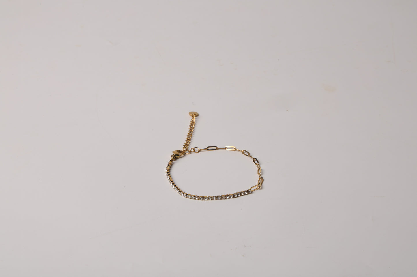 Thin Link Chain and Diamond Bracelet