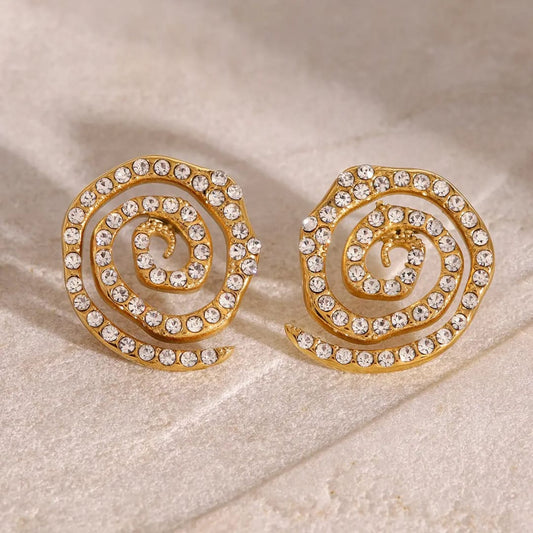 Diamond Spiral Gold Earring