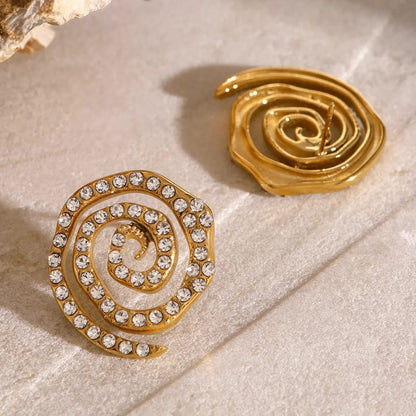 Diamond Spiral Gold Earring