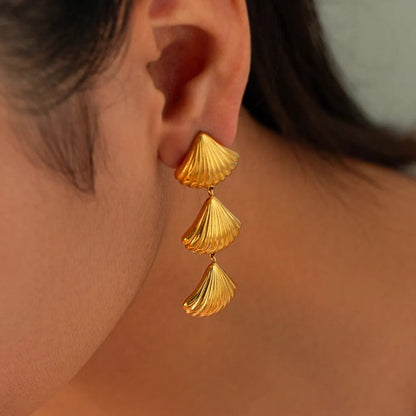 Golden Shell Statement Earring