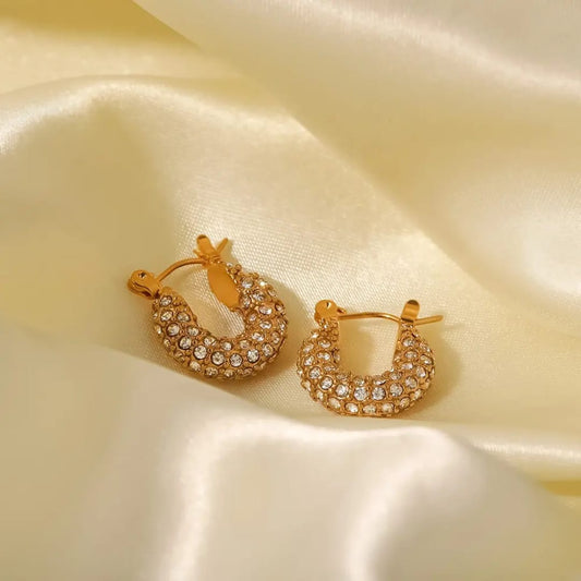 Diamond Studded Hoop Earrings