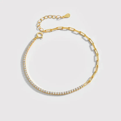 Thin Link Chain and Diamond Bracelet
