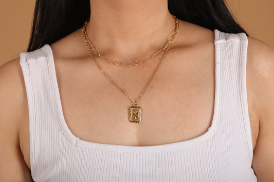 Butterfly Double Layer Gold Necklace