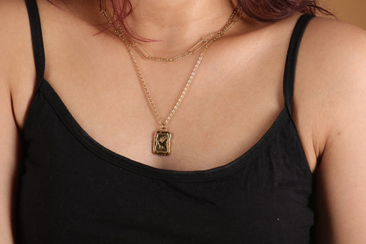 Butterfly Double Layer Gold Necklace