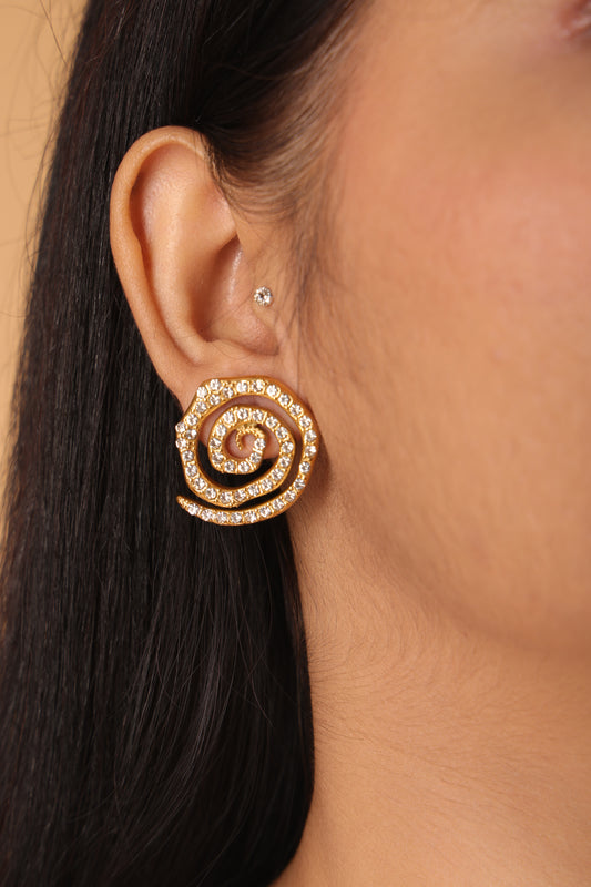 Diamond Spiral Gold Earring