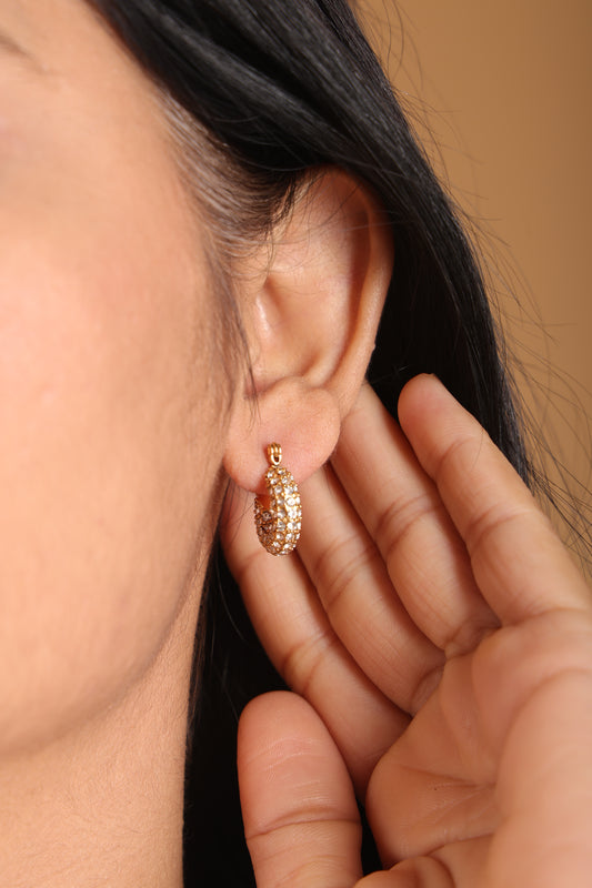 Diamond Studded Hoop Earrings