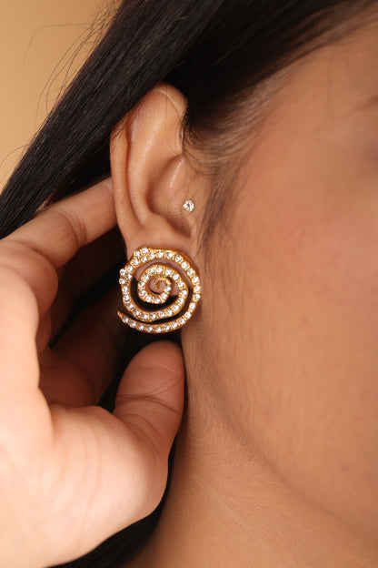 Diamond Spiral Gold Earring