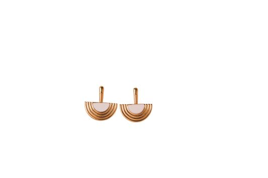 Modern White and Gold Semi Circle Earring