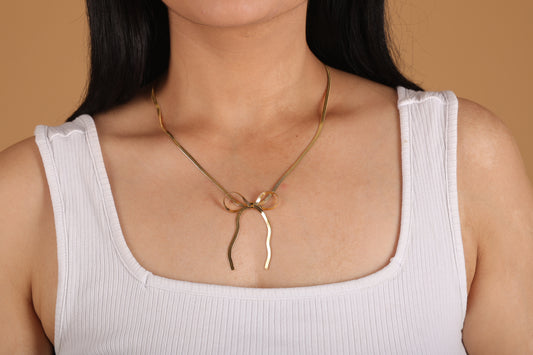 Gold Bow Necklace