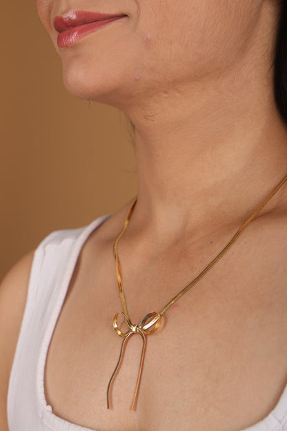 Gold Bow Necklace