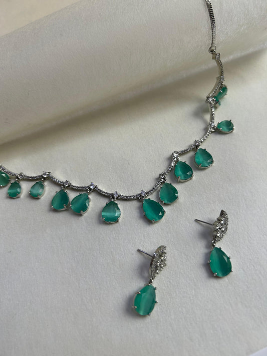 Mint Green AD Set ( Necklace and Earring )
