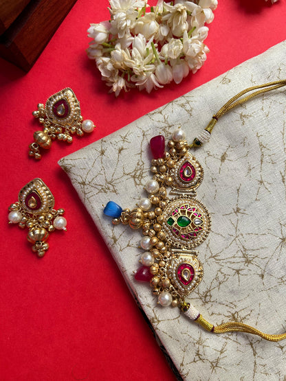 Traditional Statement Choker Set ( Necklace and Earring )