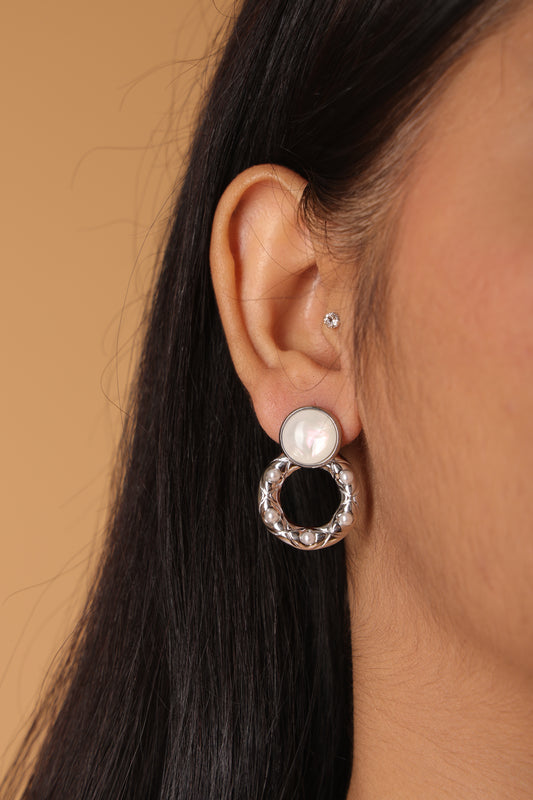 Moon Pearl Silver Earring