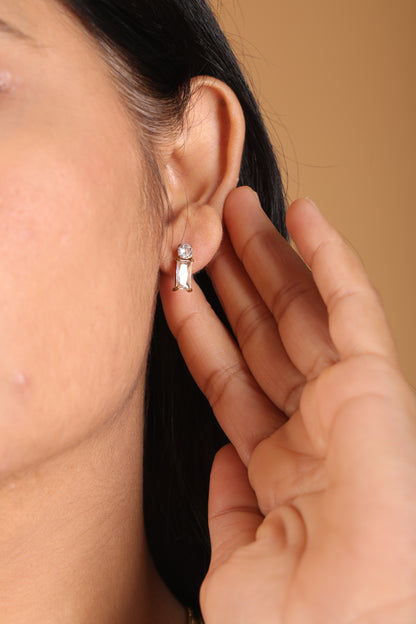 Sleek White Bar Stud Earrings