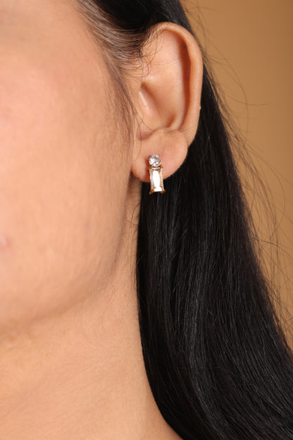 Sleek White Bar Stud Earrings