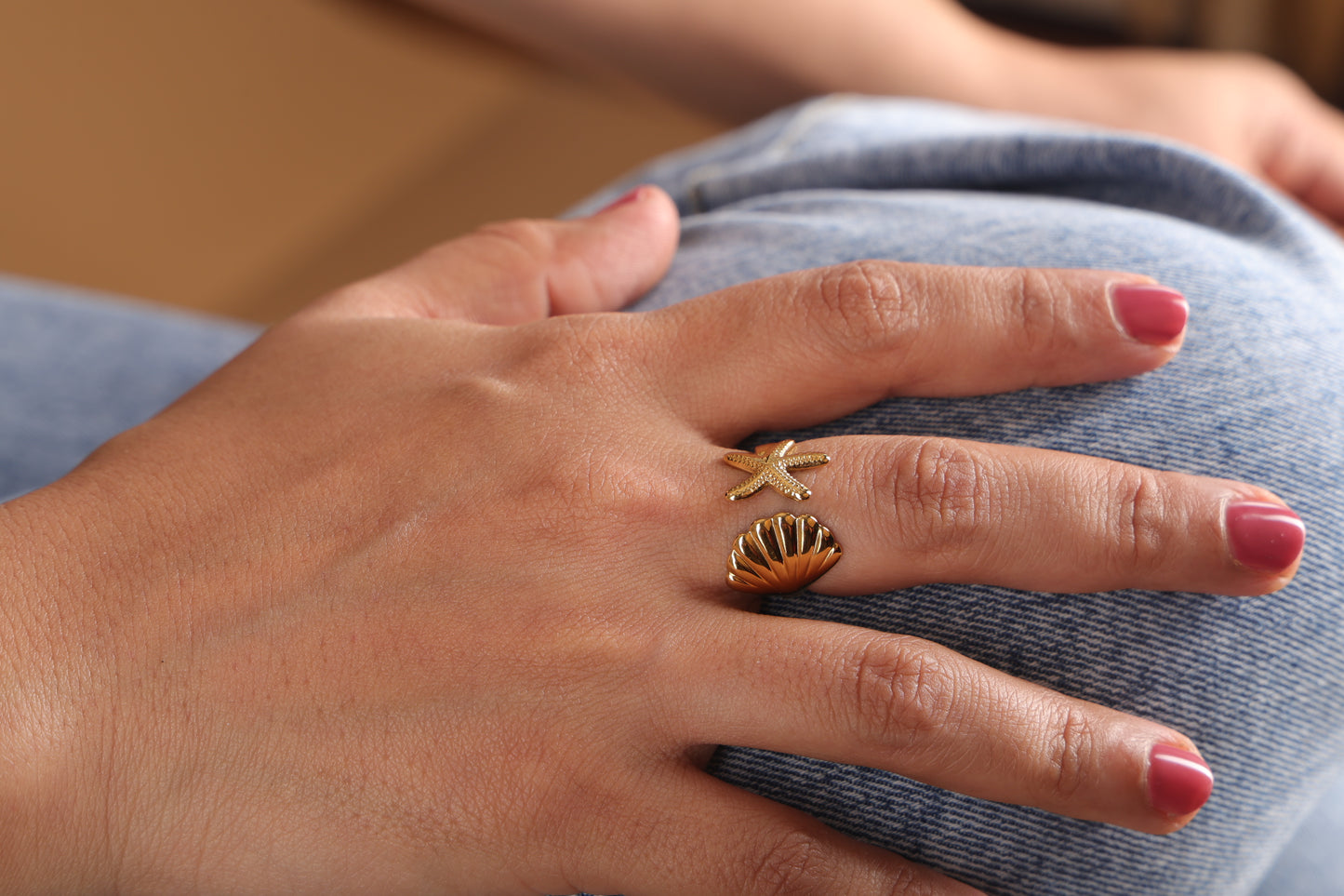 Star Shell Adjustable Ring