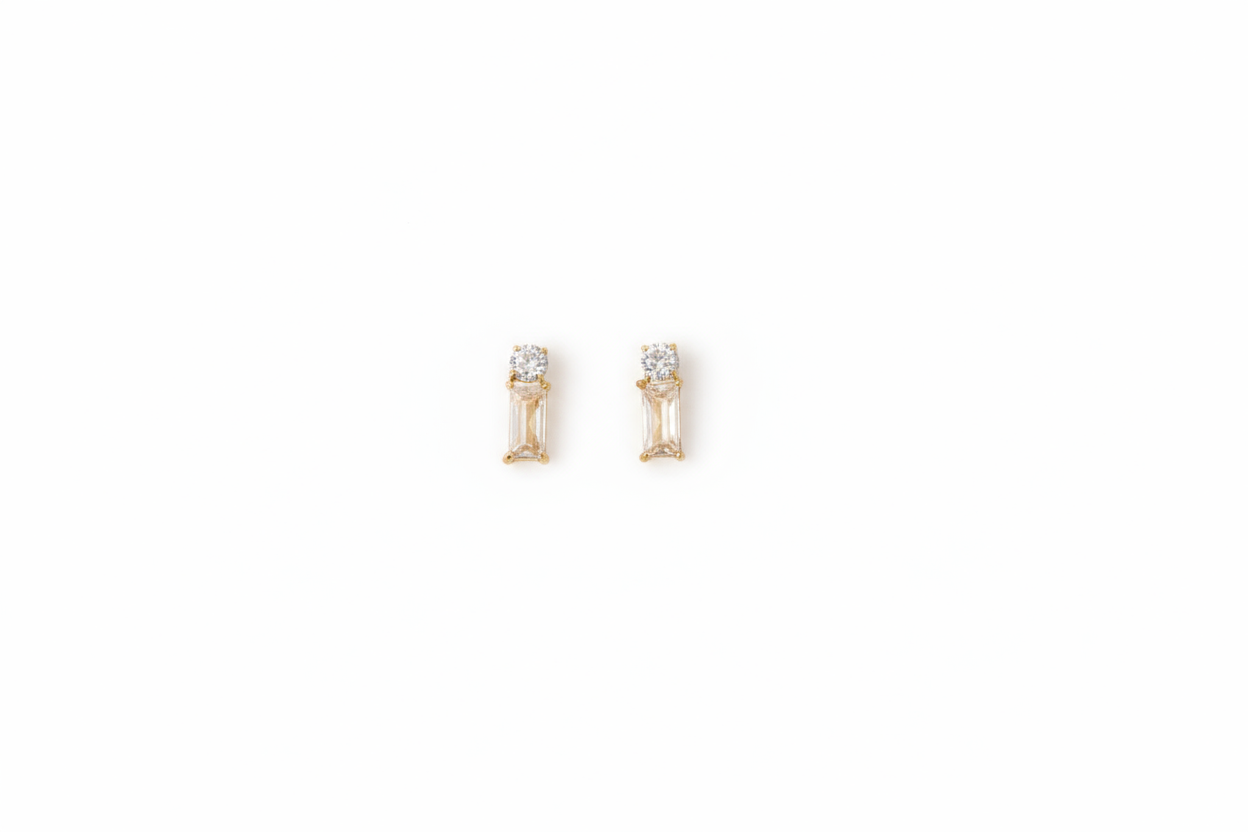 Sleek White Bar Stud Earrings