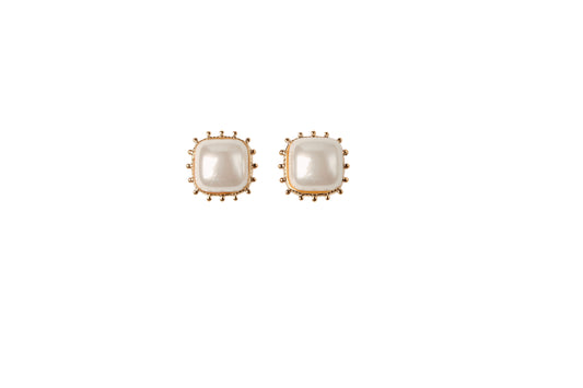 Simple Square White Pearl Stud Earring