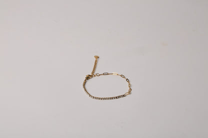 Thin Link Chain and Diamond Bracelet