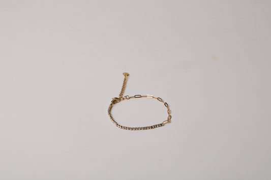 Thin Link Chain and Diamond Bracelet