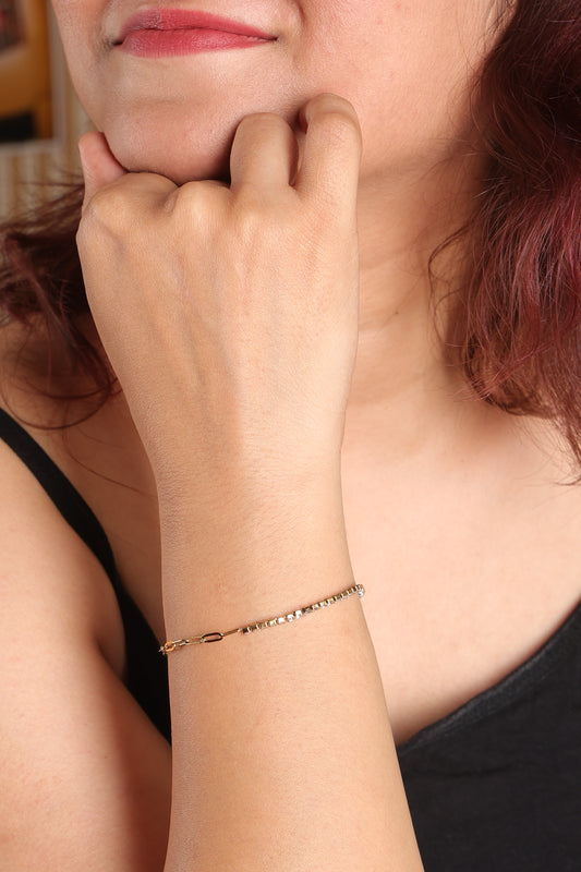 Thin Link Chain and Diamond Bracelet